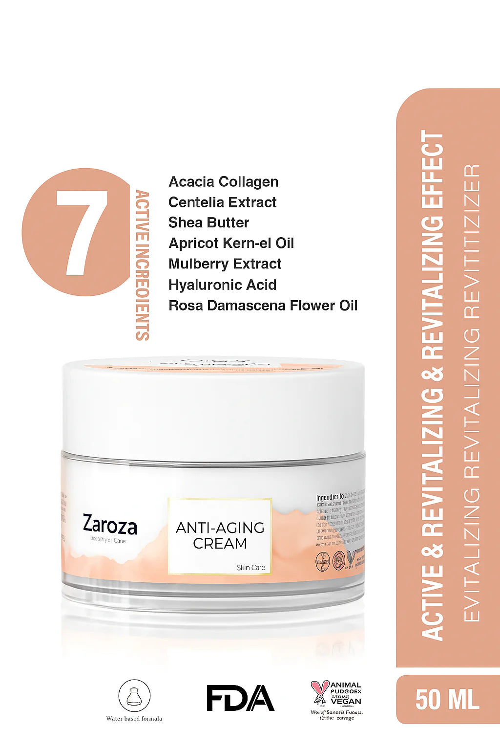 Zaroza Anti Aging Moisturizing Face Cream 50ml – Wrinkle Reducing Hydrating Skin Firming Cream - 50ml
