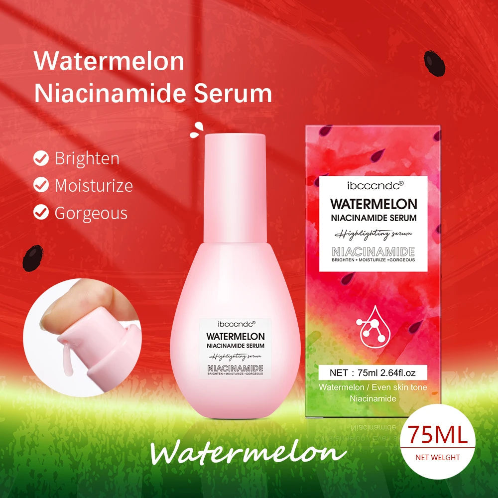 Watermelon Glow Niacinamide Dew Drops Serum – Hydrating Brightening Face Serum & Makeup Primer for Radiant Skin (75ml)