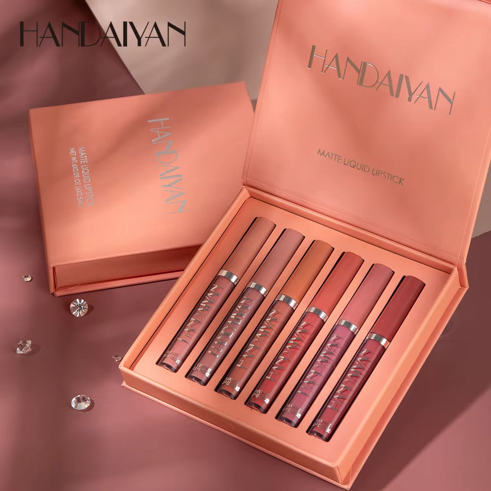 6-Piece Matte Liquid Lipstick Set – Long-Lasting, Non-Stick, Fade-Resistant Lip Gloss Gift Box
