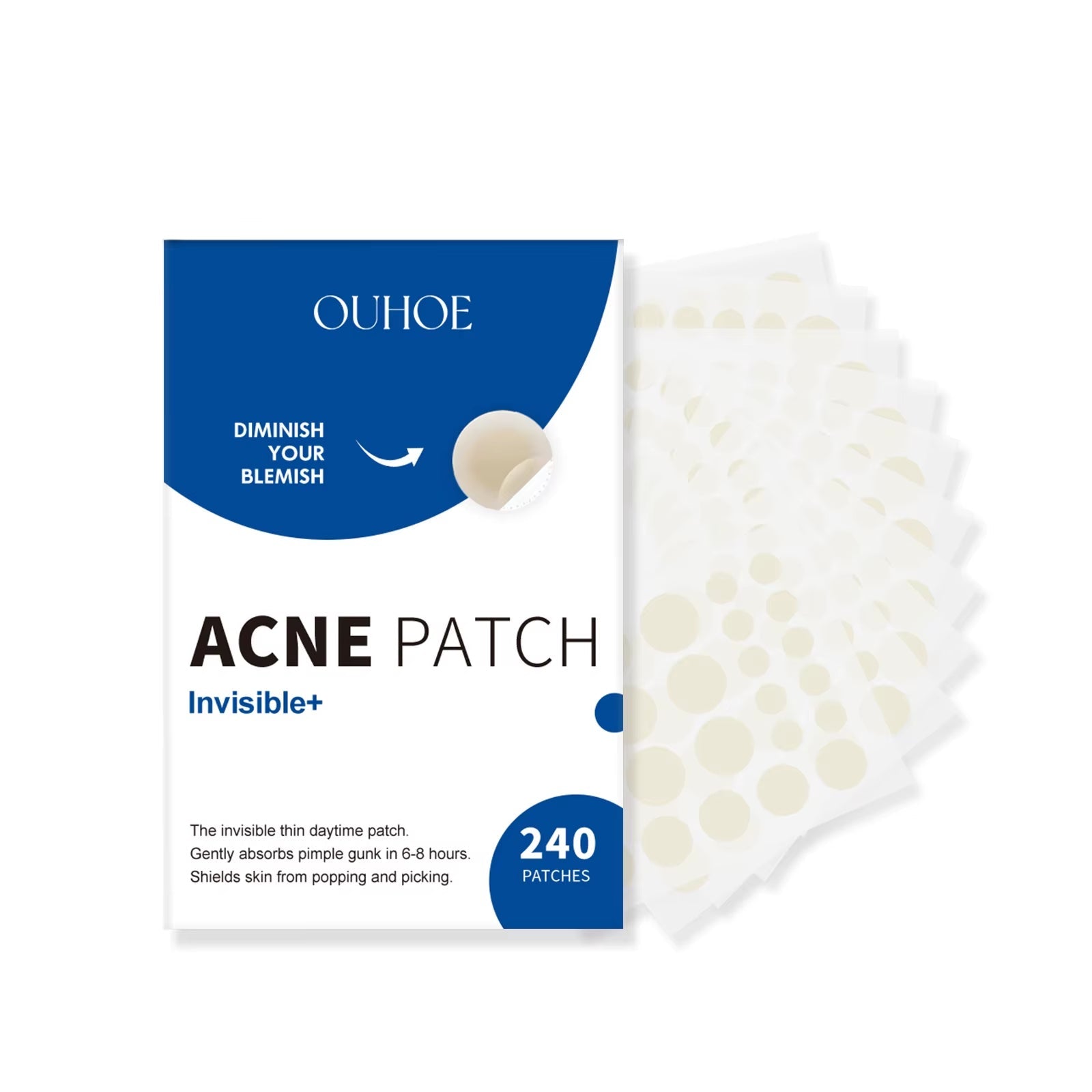 OUHOE Invisible Acne Patches – Waterproof Pimple Stickers for Acne, Spots & Redness 240pcs