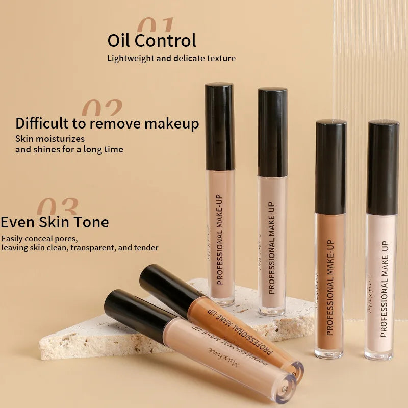 MAXFINE Long-Wear Concealer — 6 Shades, Lightweight, Oil-Control, Brightening