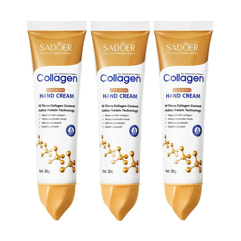 3Pcs*30G Collagen Hand Cream Skin Soften Nourish Moisturizing Korean Skin Care Cracked Repair Products