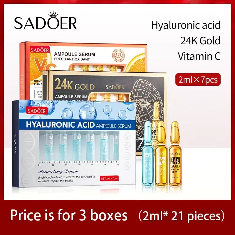 SADOER Hyaluronic Acid Ampoule Serum Set with Niacinamide & Peptides 7×2ml