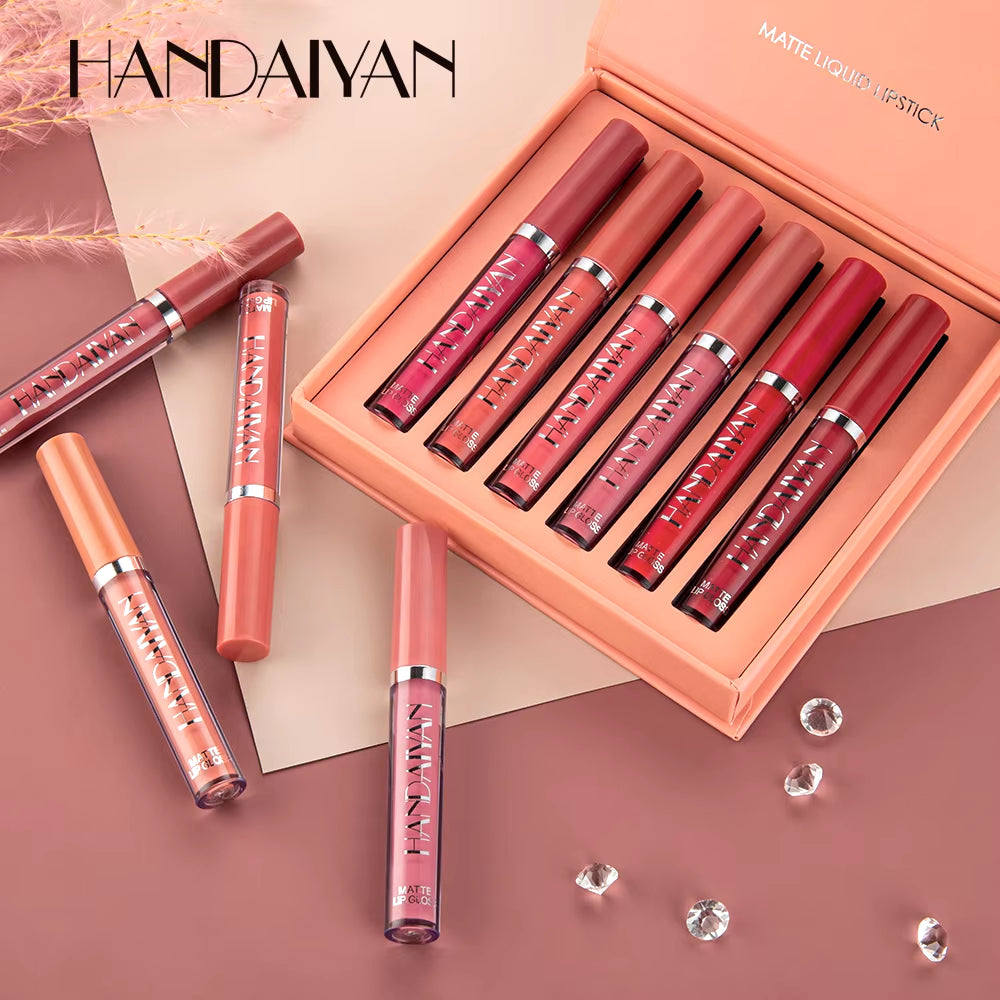 6-Piece Matte Liquid Lipstick Set – Long-Lasting, Non-Stick, Fade-Resistant Lip Gloss Gift Box