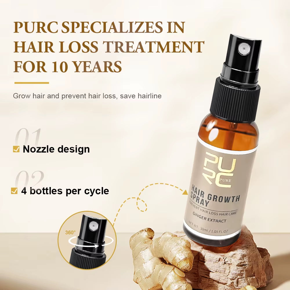PURC Hair Growth Spray — Ginger & Ginseng Scalp Treatment 30ml