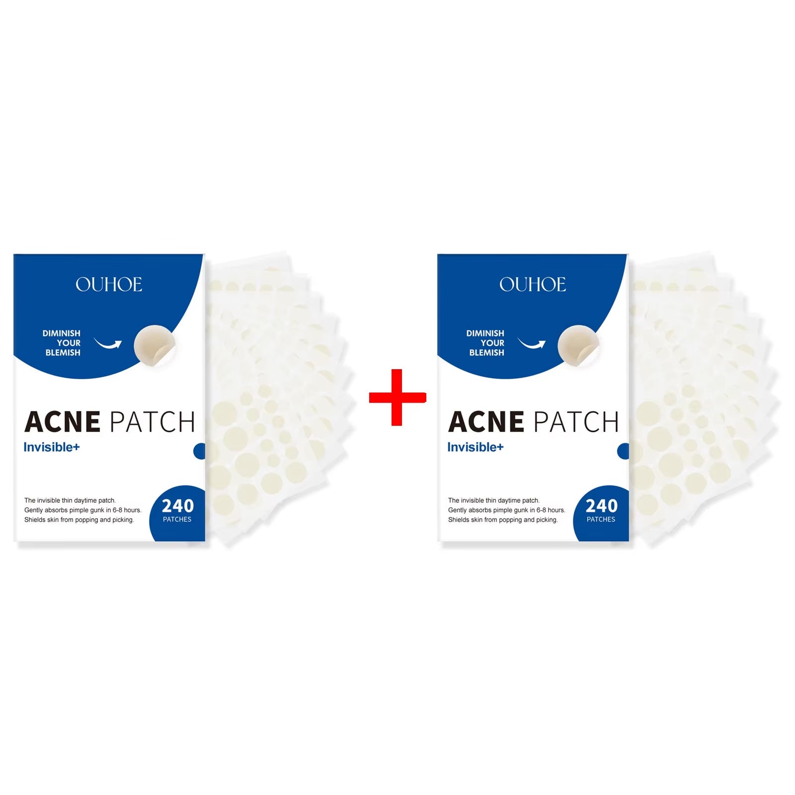 OUHOE Invisible Acne Patches – Waterproof Pimple Stickers for Acne, Spots & Redness 240pcs