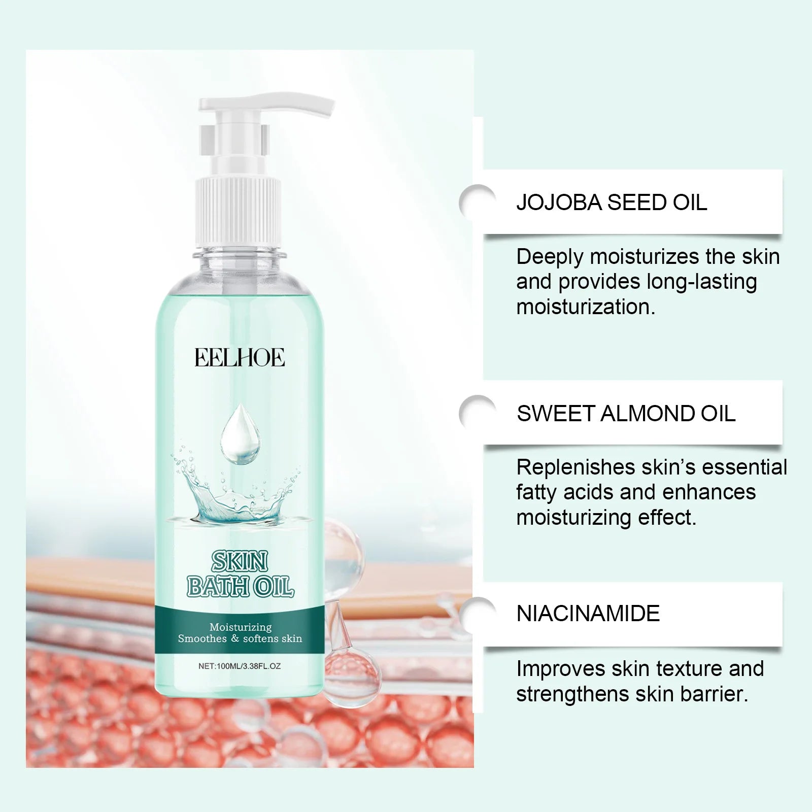 Nicotinamide Bath Oil Brightening Skin Repair Dry Skin Remover Smooth Body Cleaning Long Lasting Moisturizing Body Oil