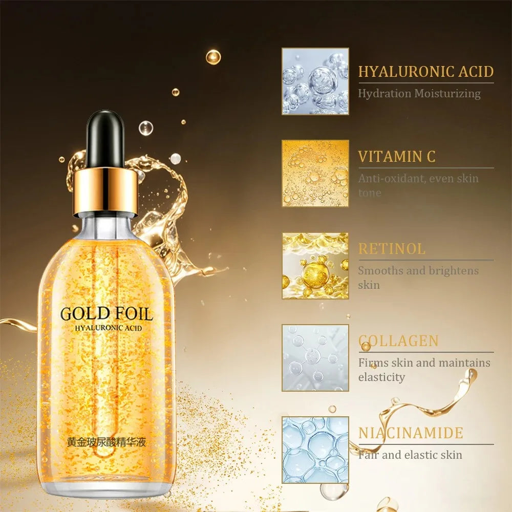 Gold Foil Hyaluronic Acid & Niacinamide Face Serum — Anti-Aging Hydration, Brightening & Smoothing 100 ml — hyaluronic acid & niacinamide face serum for anti-aging hydration, brightening & smoothing | Face Serums | Beauty & Health,Face Care,Skin Care | Do