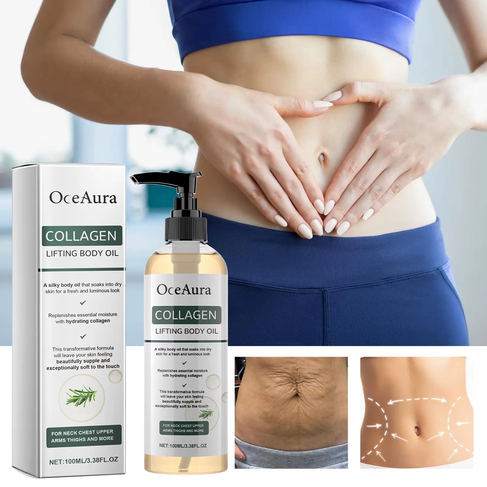 OCEAURA Collagen Lifting Body Oil — Firming Feel, Silky Glow & Deep Moisture 100ml | Body Oil | Dolcie Care