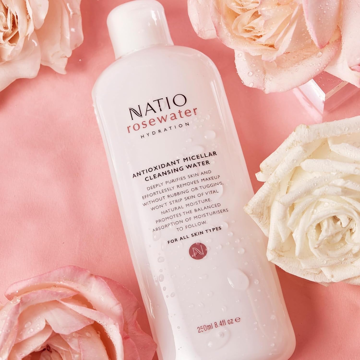 Australia Rosewater Hydration Antioxidant Micellar Cleansing Water 250Ml - Soothing & Hydrating Make up Remover Cleansing Solution for All Skin Types - Rosewater & Hyaluronate - Made in Australia
