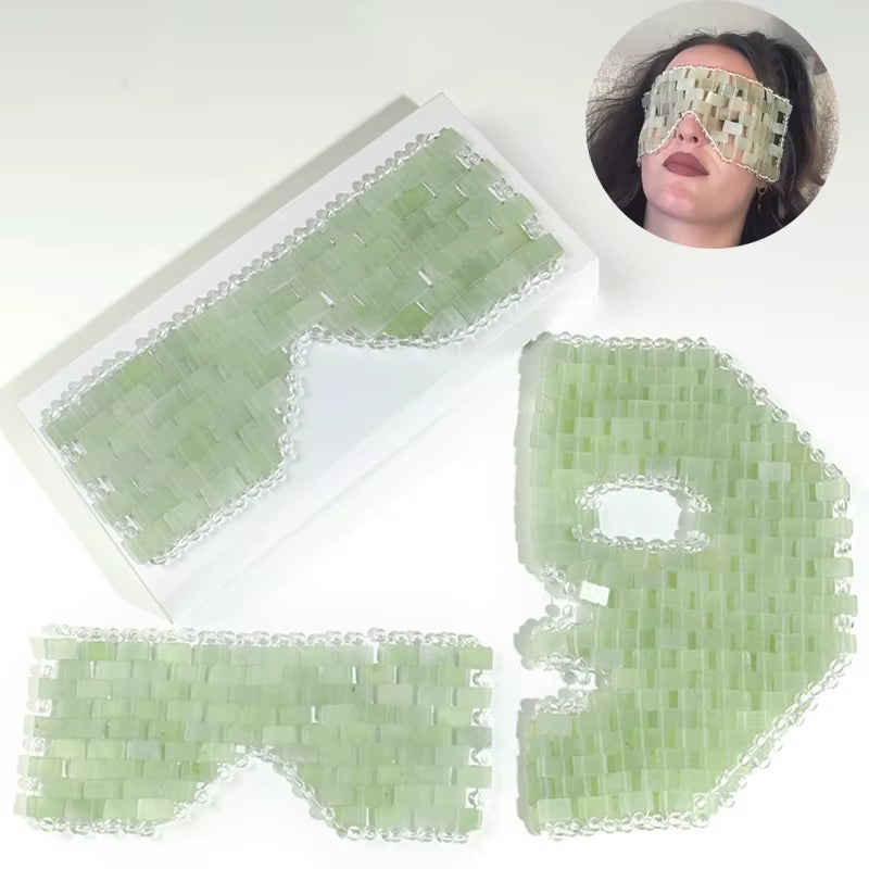 Natural Jade Eye Face Mask Massager Cooling Sleep Eye Facial Mask Relax Sleep Massager Cold Therapy Mask SPA Beauty Tool