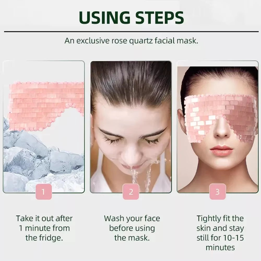 Rose Quartz Jade Eye Mask Facial Cooling Mask Massage Relaxation Beauty Spa Sleep Care Tool Jade Sleep Eye Mask Blindfold
