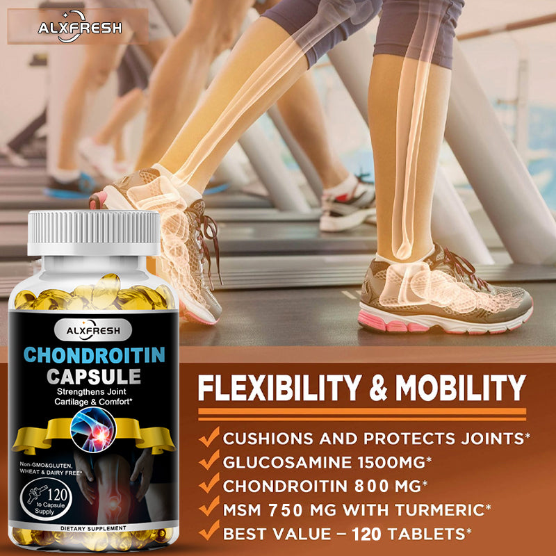 Alxfresh Glucosamine Chondroitin MSM with Turmeric & Vitamin D – Joint Support, Bone Health, Mobility & Calcium Absorption Supplement