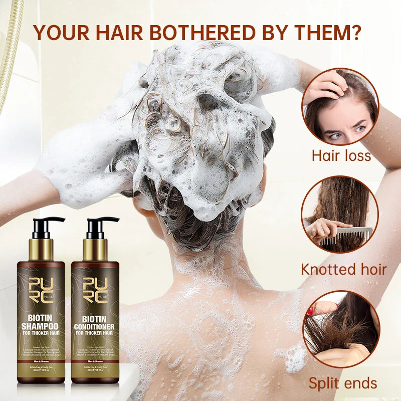 Biotin Hair Growth Shampoo anti Hair Loss Repair Damaged Frizz Argan Oil Scalp Treatment Hair Care Products