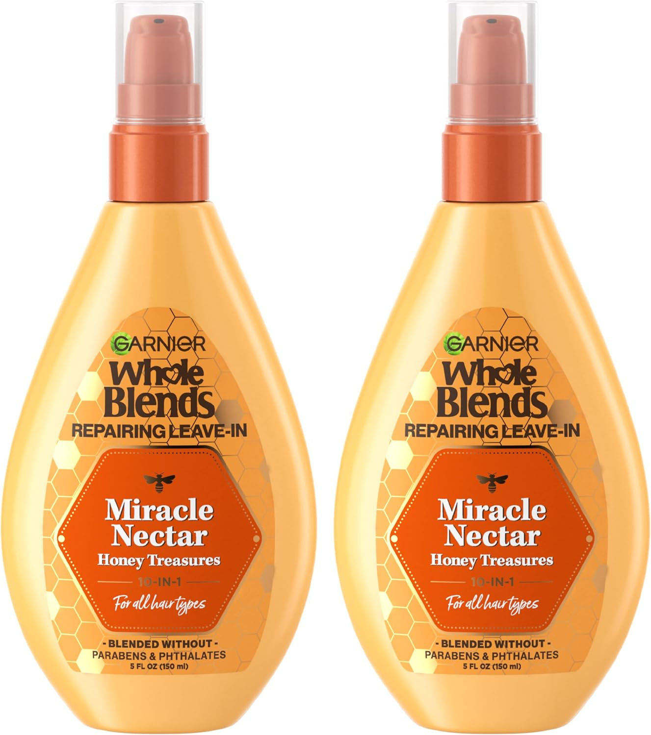 Whole Blends Sulfate Free Remedy Miracle Nectar 10-In-1 Repairing Leave-In Conditoner for All Hair Types, Honey Treasures, 5 Fl Oz, 2 Count (Packaging May Vary)