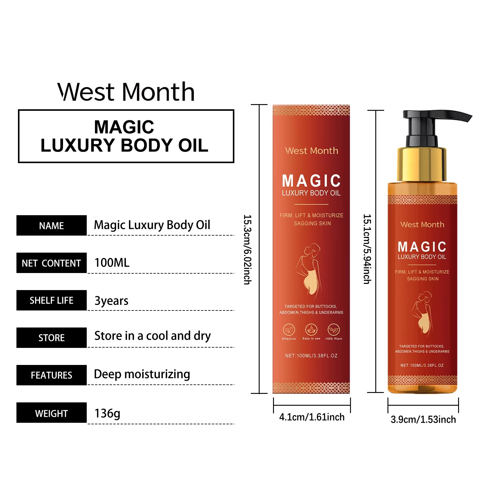 WESTMONTH Magic Luxury Body Oil — Deep Moisture, Quick Absorb | Body Oil | Dolcie Care