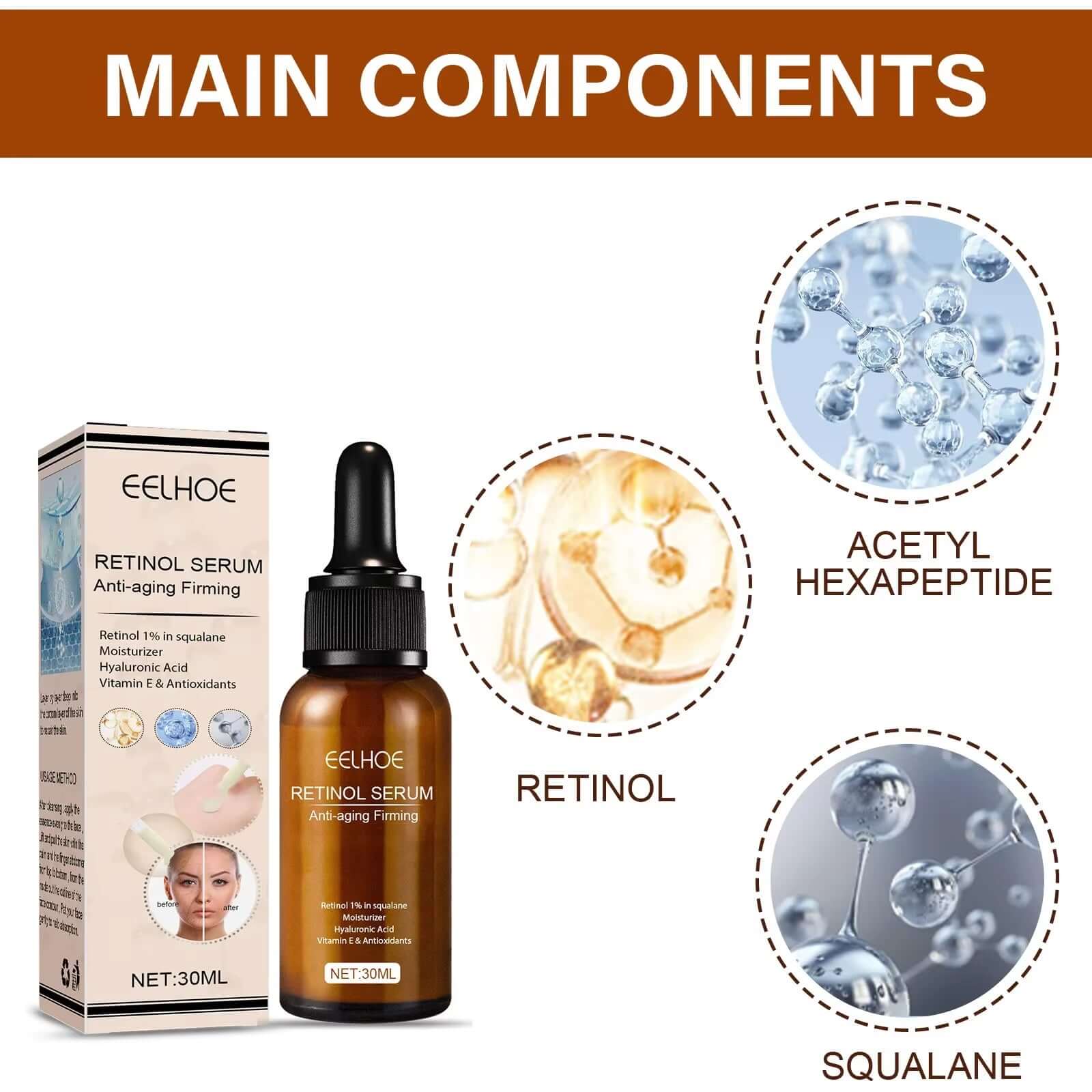 EELHOE Retinol Serum — Firming, Smoothing & Brightening 30ml — retinol face serum for firming, anti-aging & fine line care | Anti-Aging Skin Care | Beauty & Health,Face Care,Skin Care | Dolcie Care