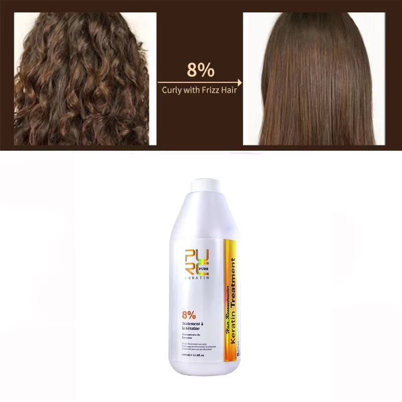 Brazilian Keratin Hair Treatment Straightening Smoothing for Deep Curly Hair Treatment Professional Hair Care Products PURE