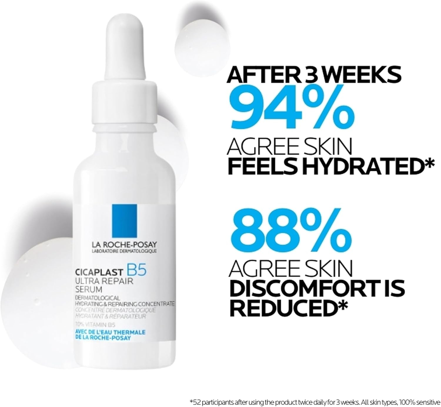 La Roche-Posay Cicaplast B5 Ultra Repair Serum 30Ml, Suits Dry Sensitive Skin, Dermatological, Hydrating, Fragrance Free