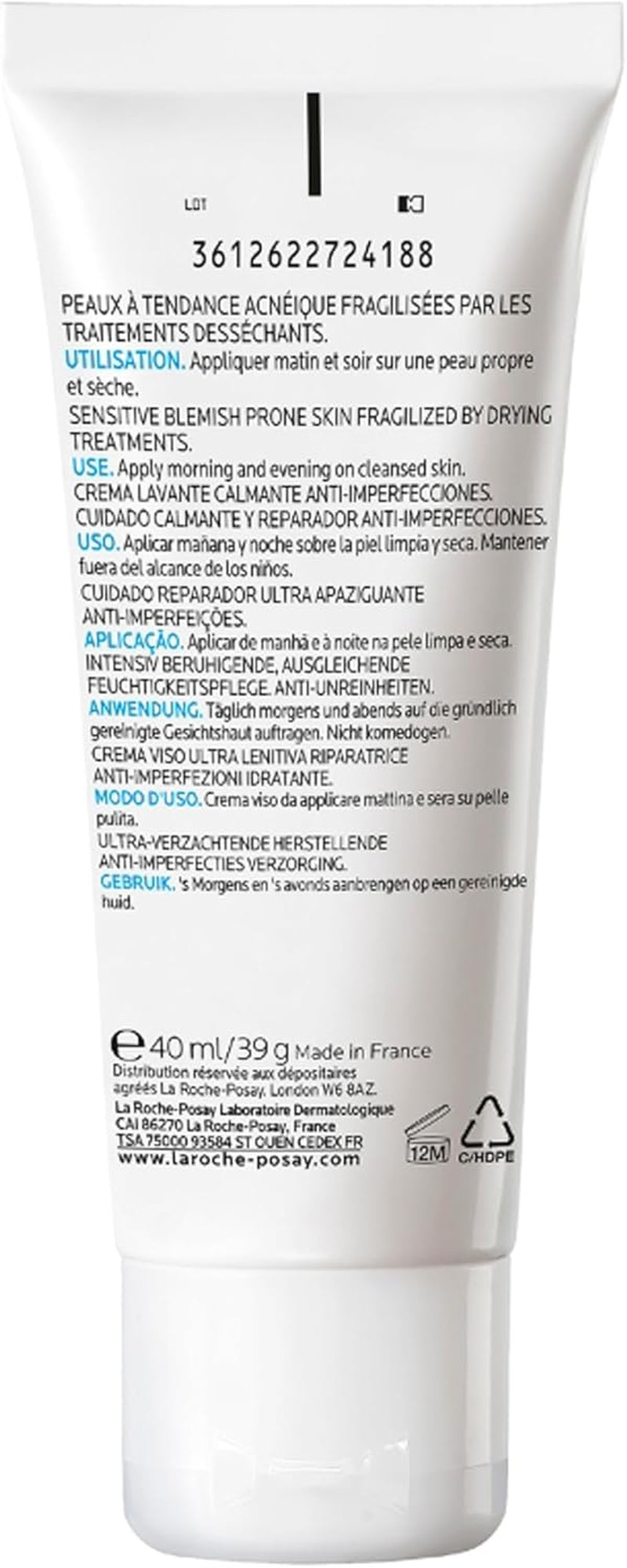 La Roche-Posay Face Moisturiser Effaclar H Iso-Biome 40Ml for Acne-Prone Skin, Rebalances Microbiome