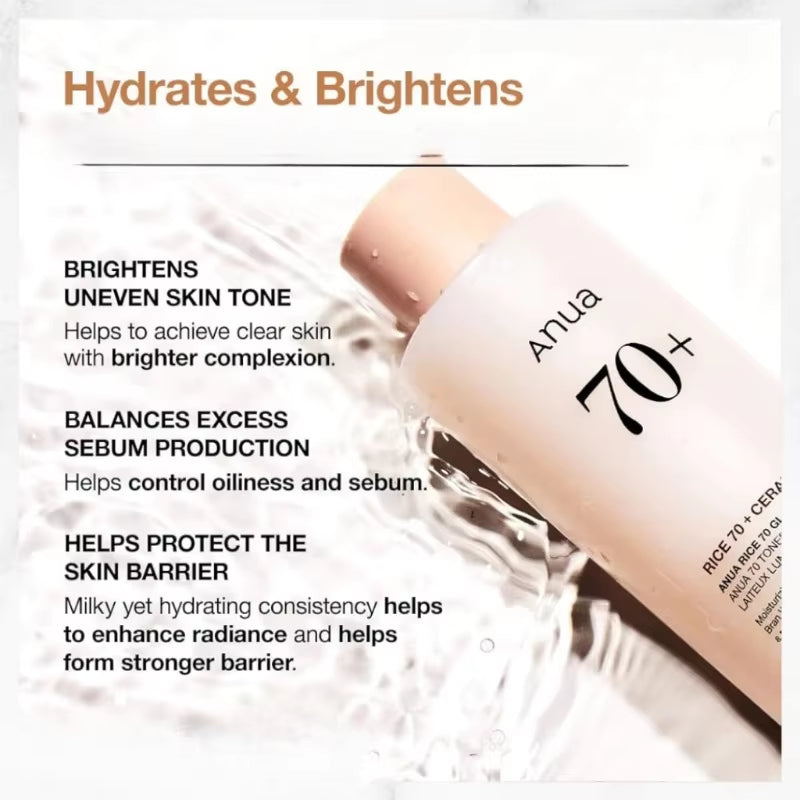 Anua Rice 70 Glowing Milky Toner — Brightening, Hydrating Milky Toner 250ml — rice-extract milky toner for brightening, hydrating & soothing | Toners | Beauty & Health,Face Care,Skin Care | Dolcie Care