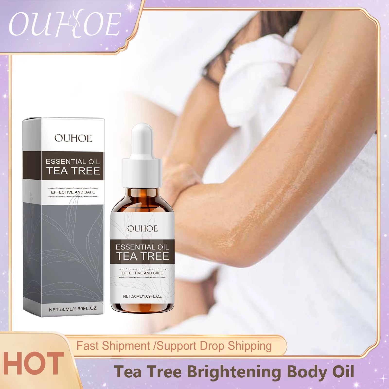 Tea Tree Brightening Body Oil — Deep Moisture, Soothing Massage & Fresh Scent 50ml | Body Oil | Dolcie Care