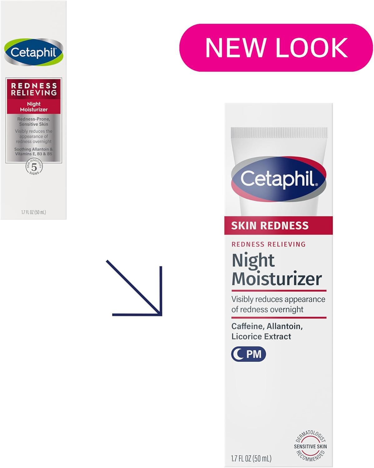Night Cream, Redness Relieving Night Moisturizer for Face, 1.7 Fl Oz, for Dry, Redness-Prone Skin, Hypoallergenic, Fragrance Free