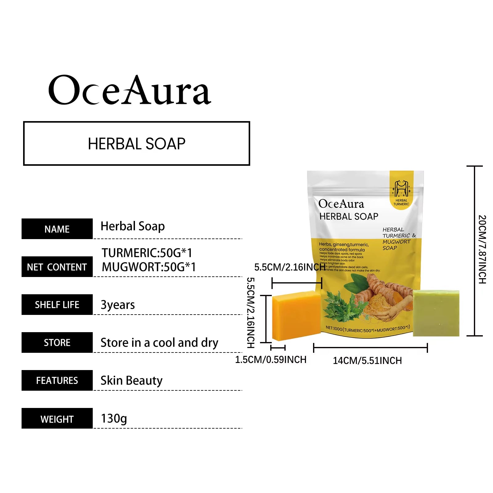 OceAura Herbal Soap — Gentle, Plant-Powered Cleanse for Soft, Balanced Skin | Bar Soap | Dolcie Care