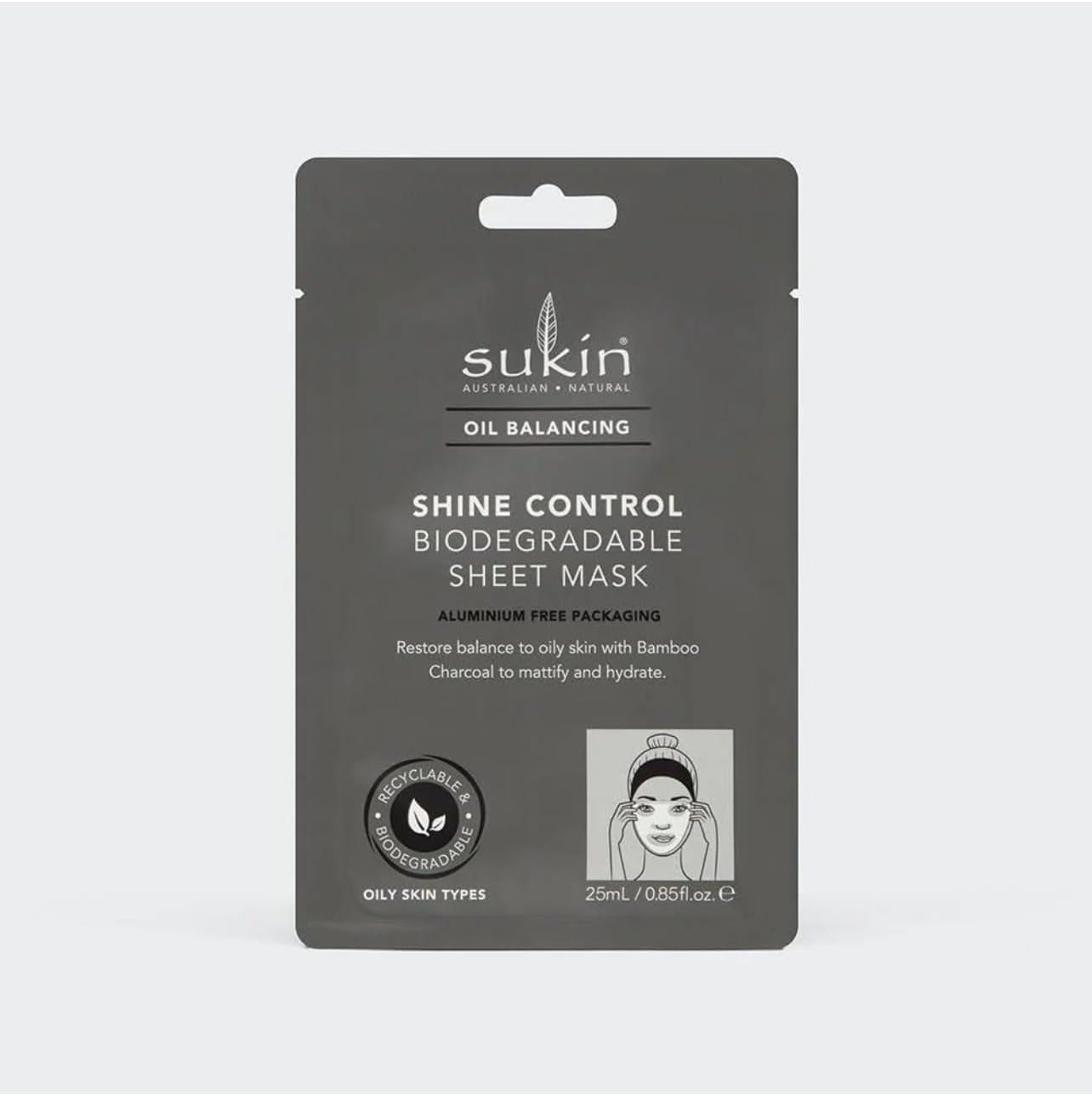 Oil Balancing Shine, Control Biodegradable Sheet Mask Sachet, 25 Ml