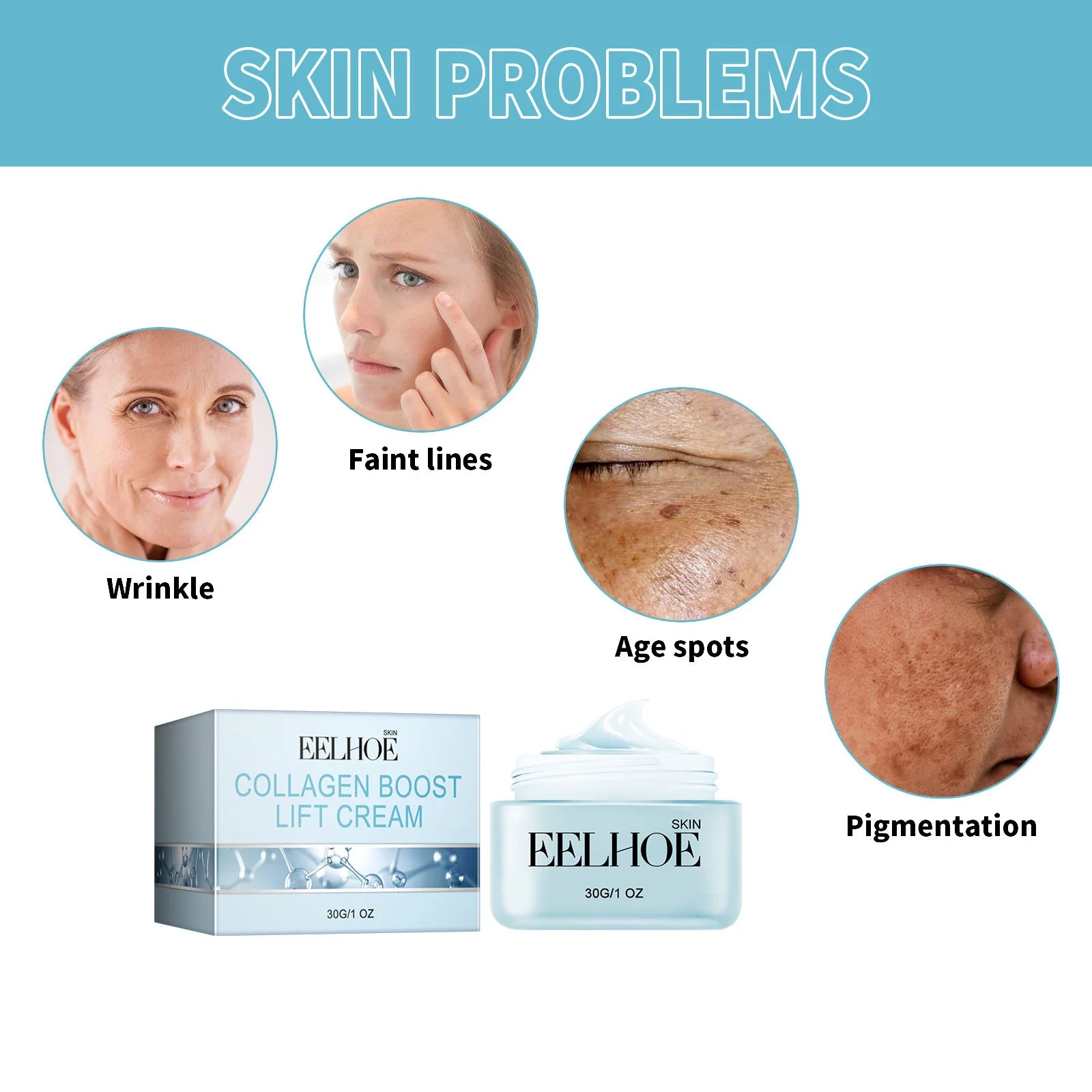 Collagen anti Aging Face Cream Forehead Wrinkle Remover Firming Face Lifting Hydrating Retinol Moisturizer Face Cream 30G