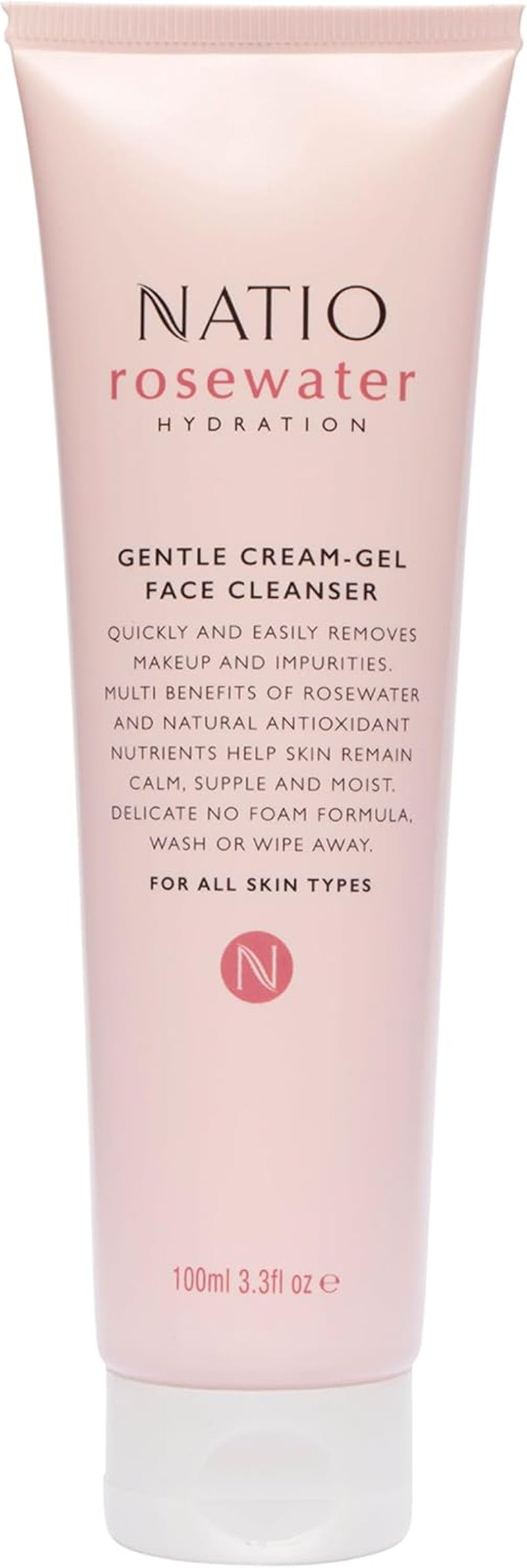 Australia Rosewater Hydration Gentle Cream-Gel Face Cleanser 100Ml - Hydrating Cleansing Face Wash for All Skin Types - No Foam Cleanser - Rosewater, Sweet Almond, Seasame & Apricot Kernel - Made in Australia