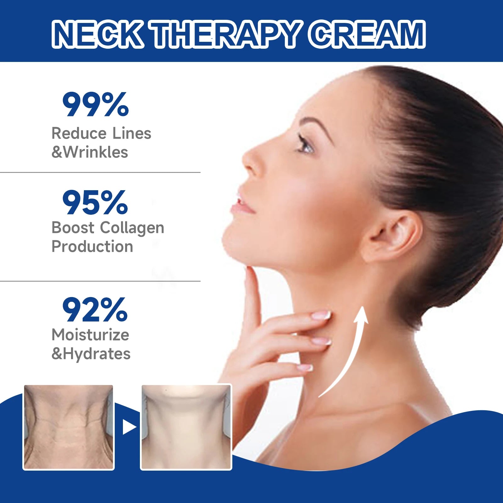 Collagen Neck Cream Lightens Neck Fine Lines Wrinkles Anti-Aging Lifts Tightens Skin Moisturizing Neck Whitening Cream