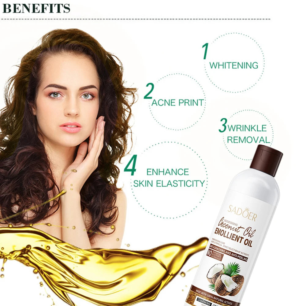 250Ml Coconut Oil Sooth Dry Skin Lighten Fine Lines Face Massage Oil Nourishes Hair Removes Frizz Hair Care Oil Firming Body Oil