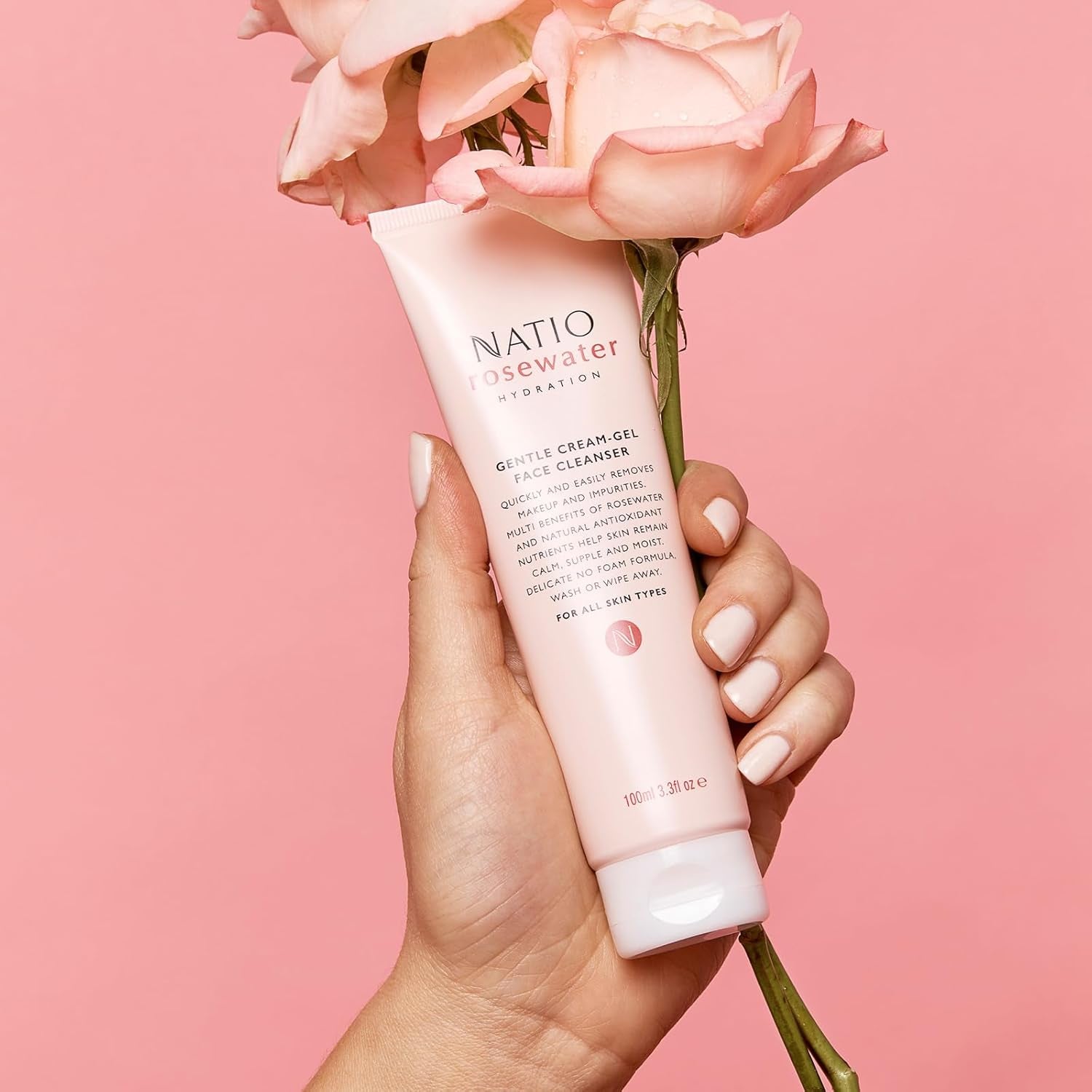 Australia Rosewater Hydration Gentle Cream-Gel Face Cleanser 100Ml - Hydrating Cleansing Face Wash for All Skin Types - No Foam Cleanser - Rosewater, Sweet Almond, Seasame & Apricot Kernel - Made in Australia