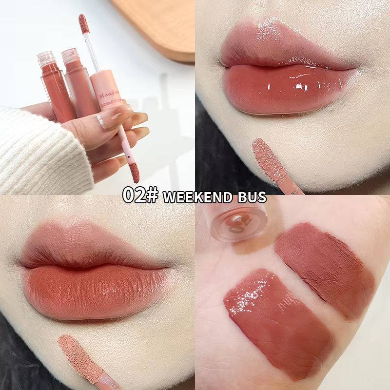 MAXFINE Double-Ended Lip Glaze — Glossy & Velvet Matte, Long-Wear, Non-Sticky — double-ended lip glaze with glossy & velvet matte finish, long-wear & non-sticky | Lip Gloss | Beauty & Health,Lips,Makeup | Dolcie Care