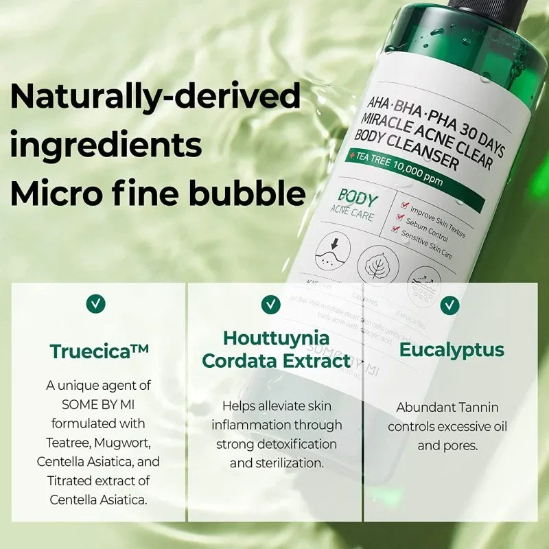 AHA BHA PHA 30 Days Miracle Acne Clear Body Cleanser Skin Soothing Exfoliating Effect Acne Pore Care Purifying Korean Skin Care