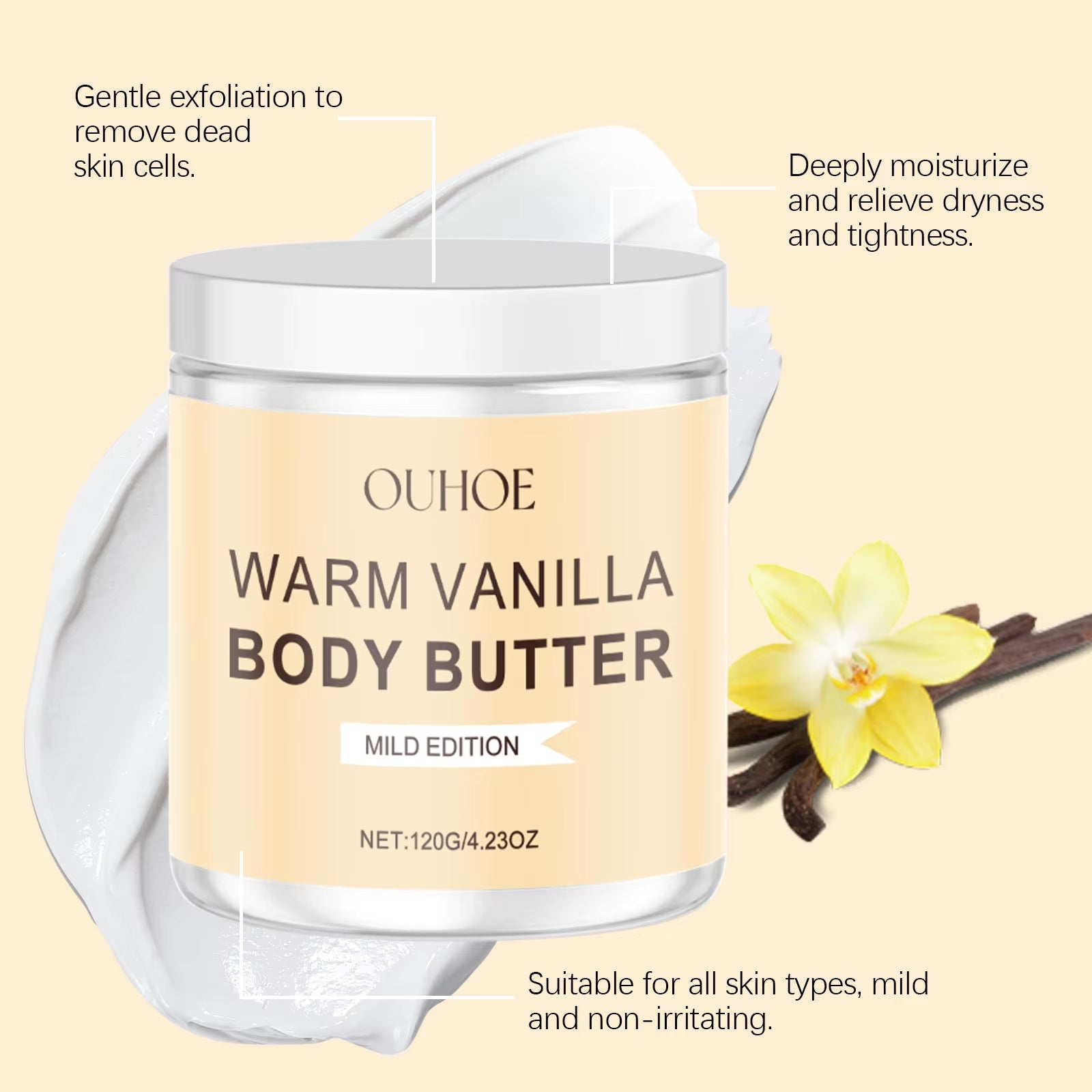 Vanilla Exfoliating Body Scrub — Smooth, Glow & Deeply Moisturize 120g | Bath & Body | Dolcie Care