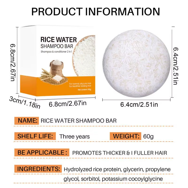 Rice Water Shampoo Bar — Oil Control, Shine & Fuller-Looking Hair 60g | Shampoo | Dolcie Care