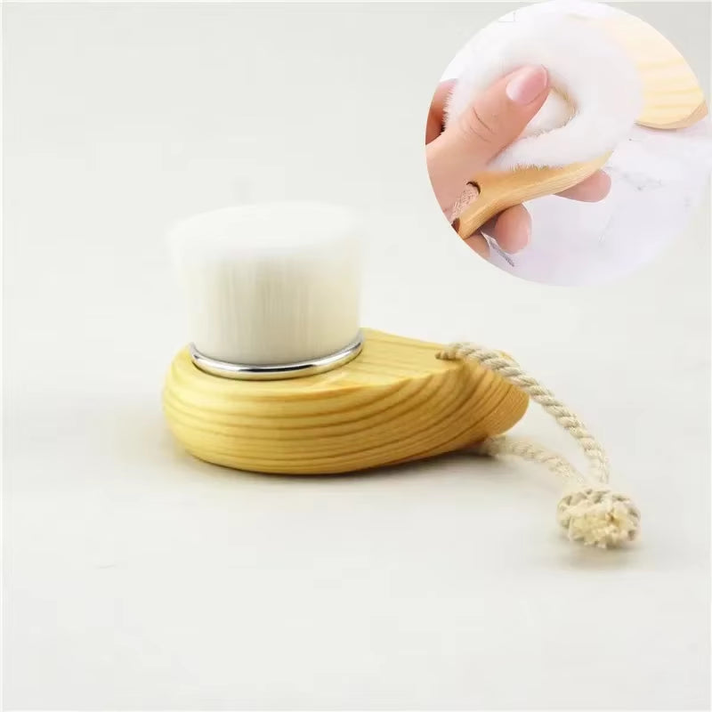 Wood Handle Facial Cleansing Brush Manual Soft Face Massager Skin Pore Clean Brush Face Care Face Brush Cleansing Beauty Tools