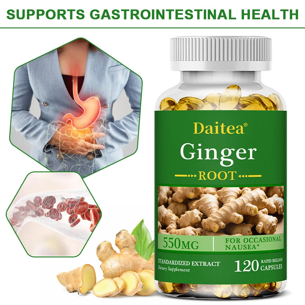 Ginger Root 500mg Capsules – High Absorption Digestive, Joint, Immune & Antioxidant Support Supplement (120 Capsules)
