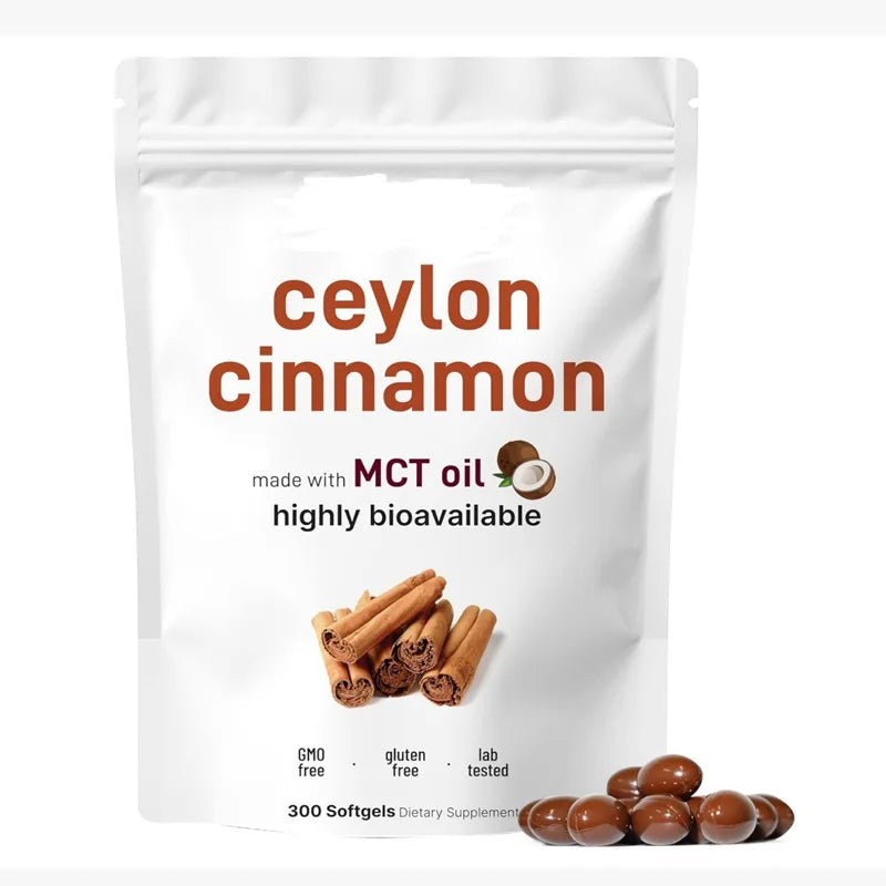 Ceylon Cinnamon Softgels with MCT Oil – Cinnamon Dietary Supplement, 300 Capsules