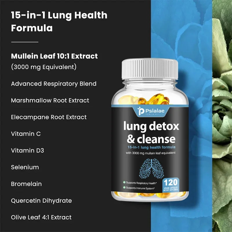 Pslalae 15-in-1 Lung Health Formula – Respiratory, Immune & Daily Breathing Support Capsules