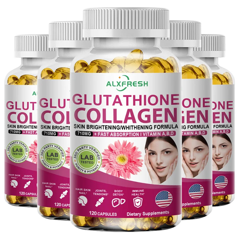 ALXFRESH Collagen, Glutathione & Vitamin C Capsules – Skin, Hair & Nail Support Supplement