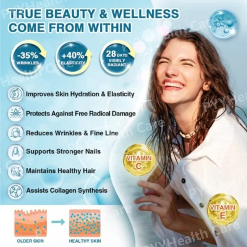 Marine Collagen Peptides Powder – Type I & III Collagen with Vitamin C, Hyaluronic Acid & Probiotics, Unflavoured, 350g