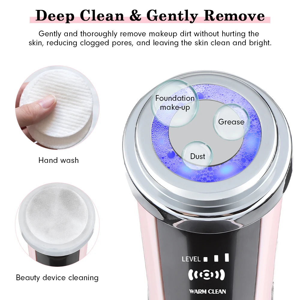 7-in-1 EMS Facial Massager – LED Light Therapy, Warm Vibration & Microcurrent Skincare Device