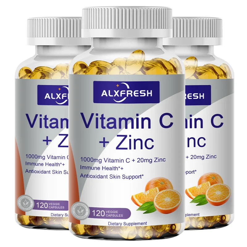 ALXFRESH Vitamin C 1000mg with Zinc 20mg Capsules – Immune Support & Daily Wellness Supplement