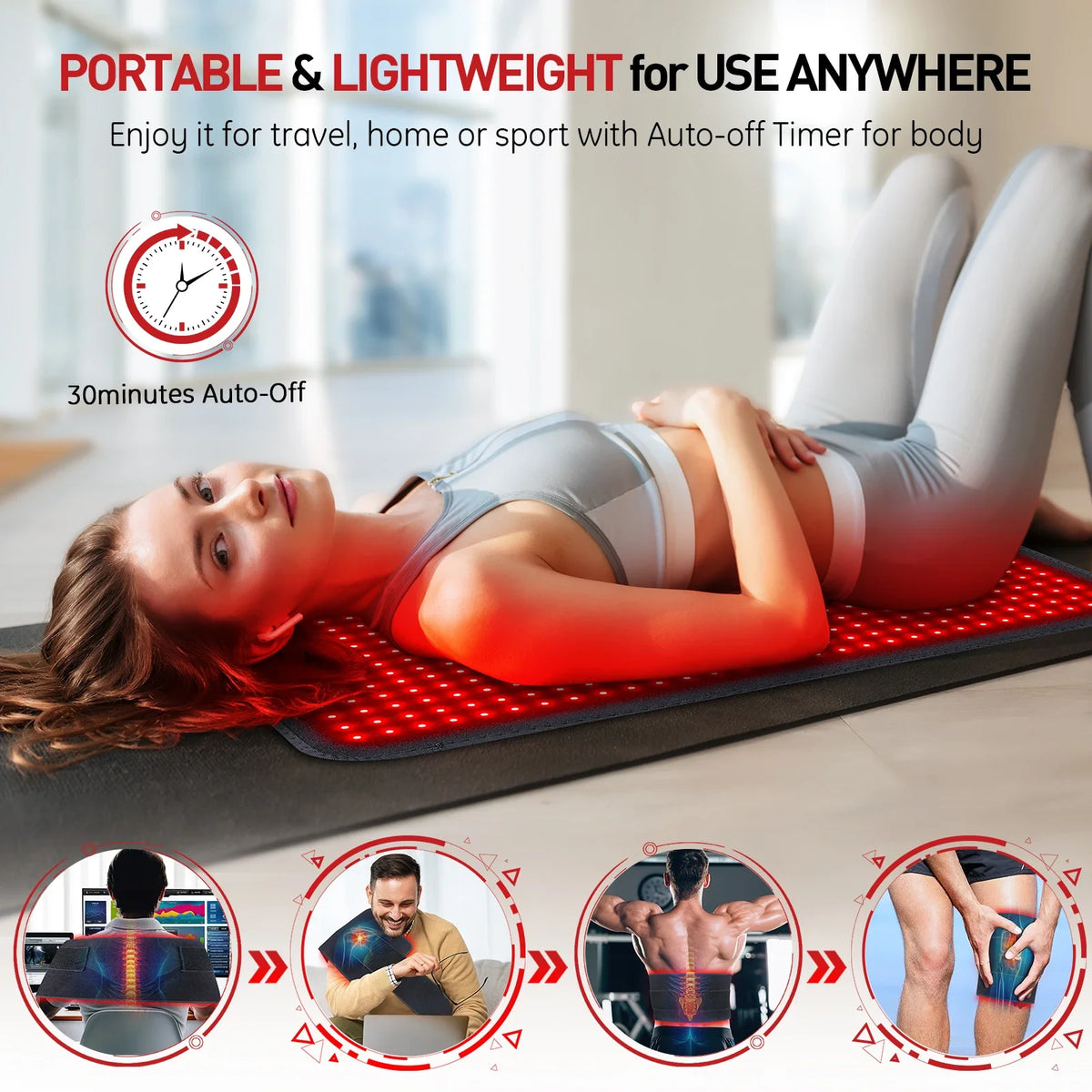 Red & Near-Infrared Light Therapy Heating Pad – 850nm Body Relaxation Cushion