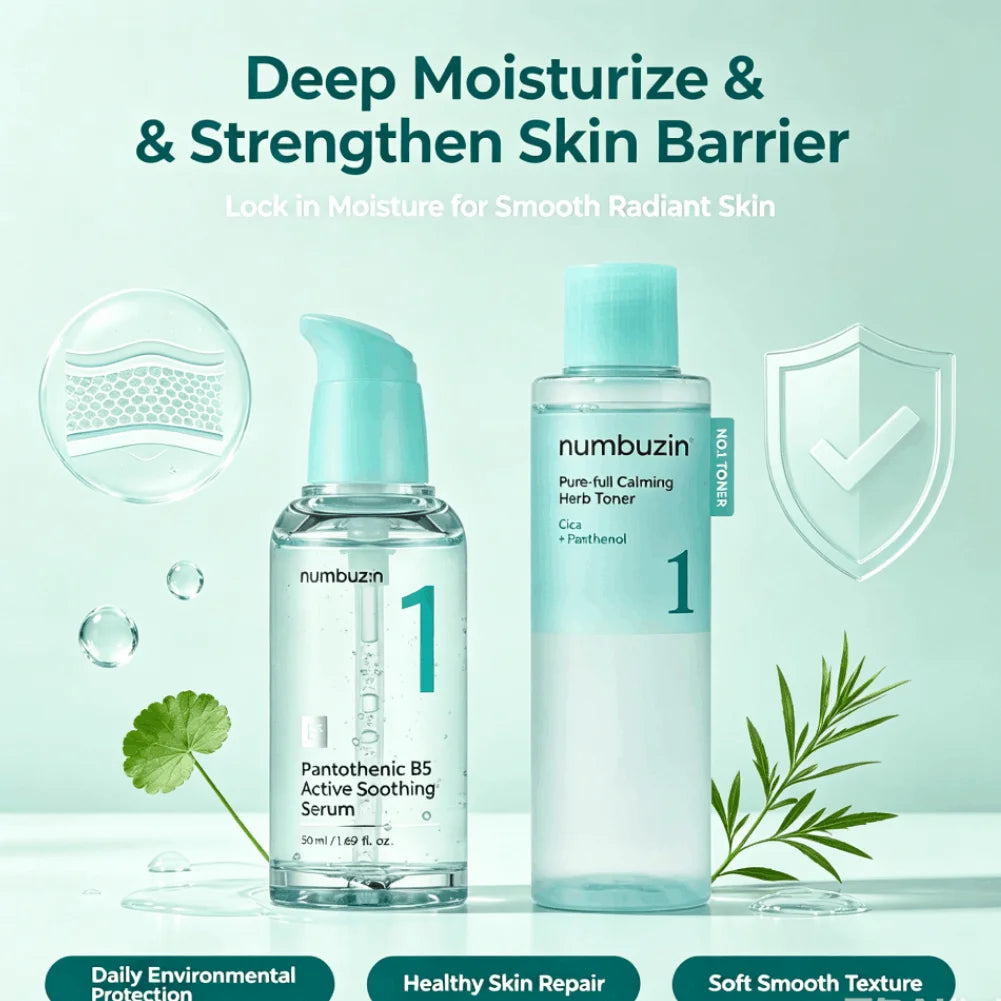 Numbuzin No.1 Vitamin B5 Soothing Toner & Serum – Centella Hydrating Skincare