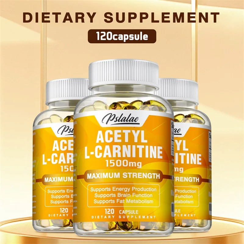 PSLALAE Acetyl L-Carnitine 1500mg Capsules – Daily Energy, Brain & Metabolism Support Supplement