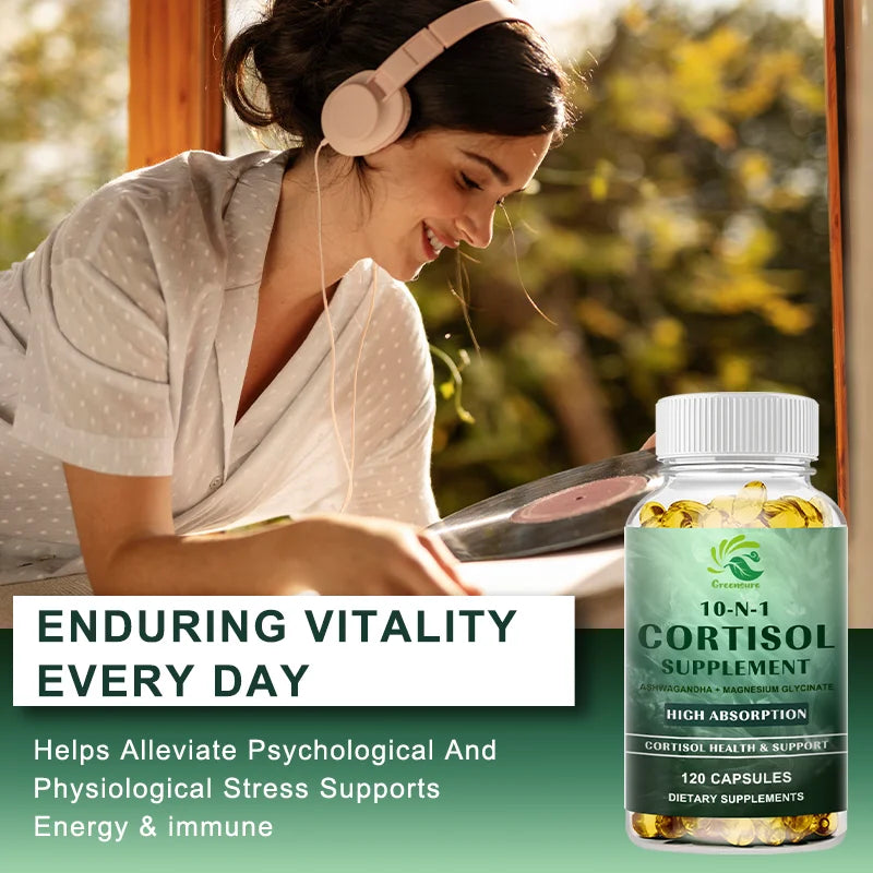 Stress Support Capsules with Ashwagandha, L-Theanine & Magnesium – 60 or 120 Capsules